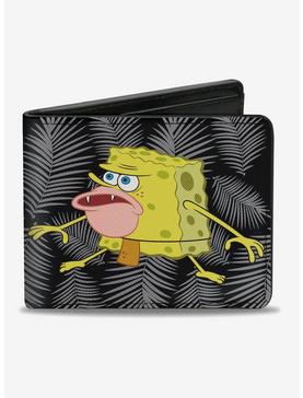 Spongebob Squarepants Primitive Spongebob Pose Leaves Black Gray Bi-Fold Wallet, , hi-res