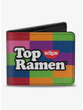 Top Ramen Noodle Wave Blocks Multi Color Black White Bi-Fold Wallet, , hi-res