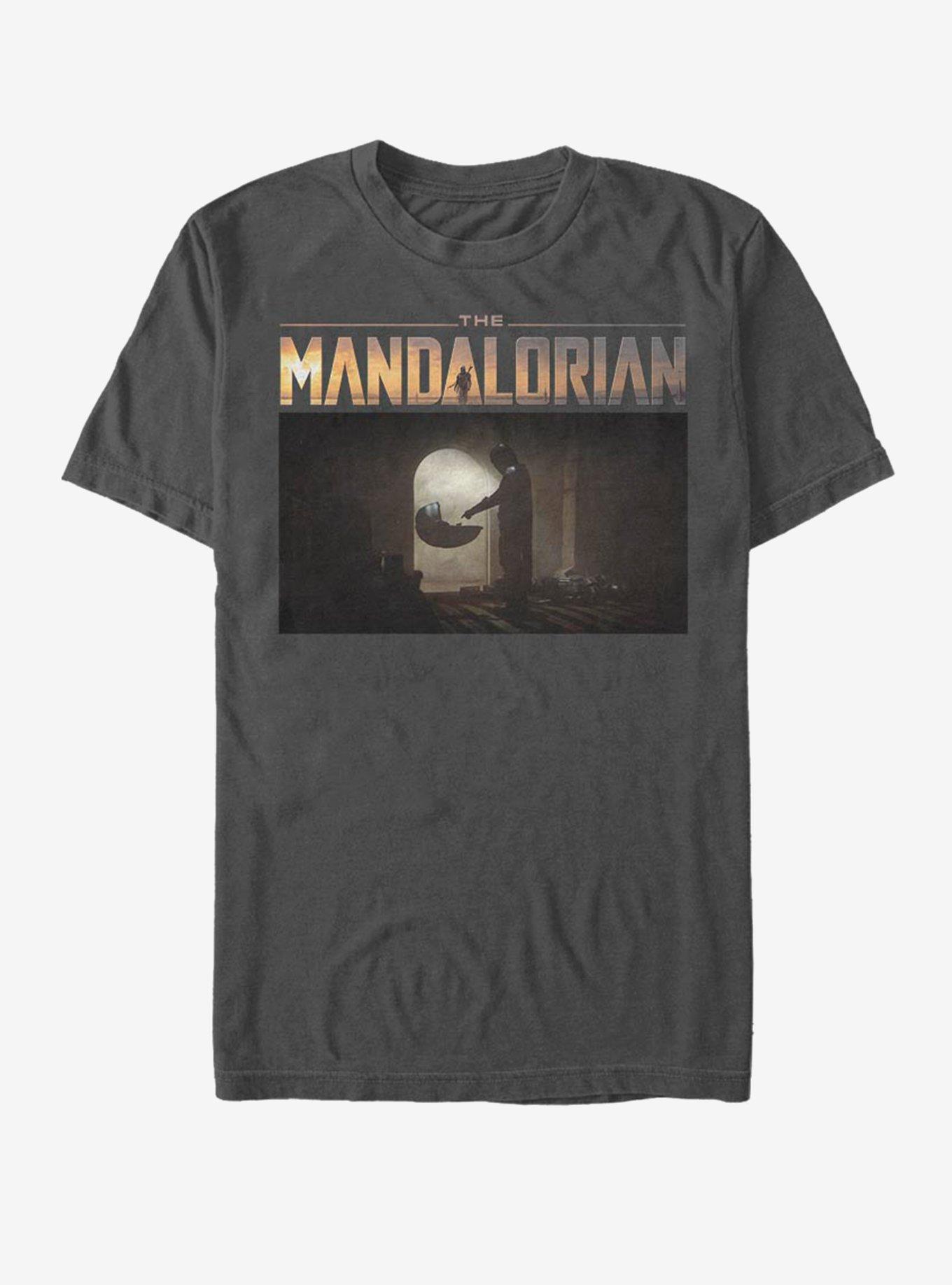 Star Wars The Mandalorian Logo The Child Touch Scene T-Shirt, CHARCOAL, hi-res