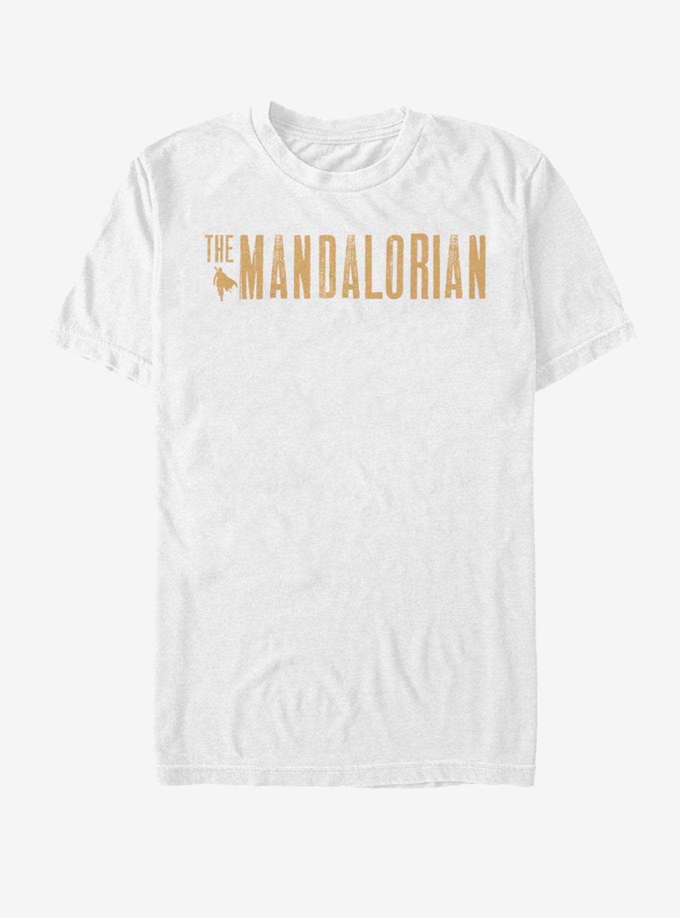 Star Wars The Mandalorian Gold Simplistic Logo T-Shirt, WHITE, hi-res