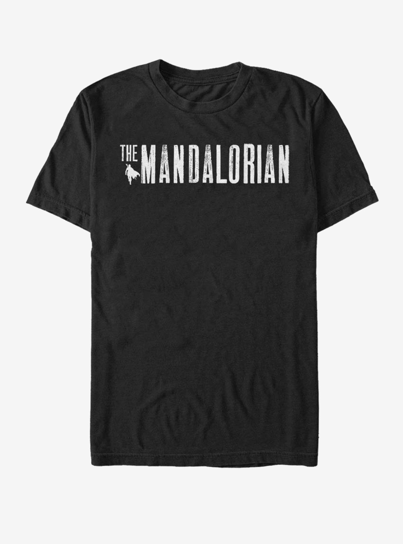 Star Wars The Mandalorian White Simplistic Logo T-Shirt, BLACK, hi-res