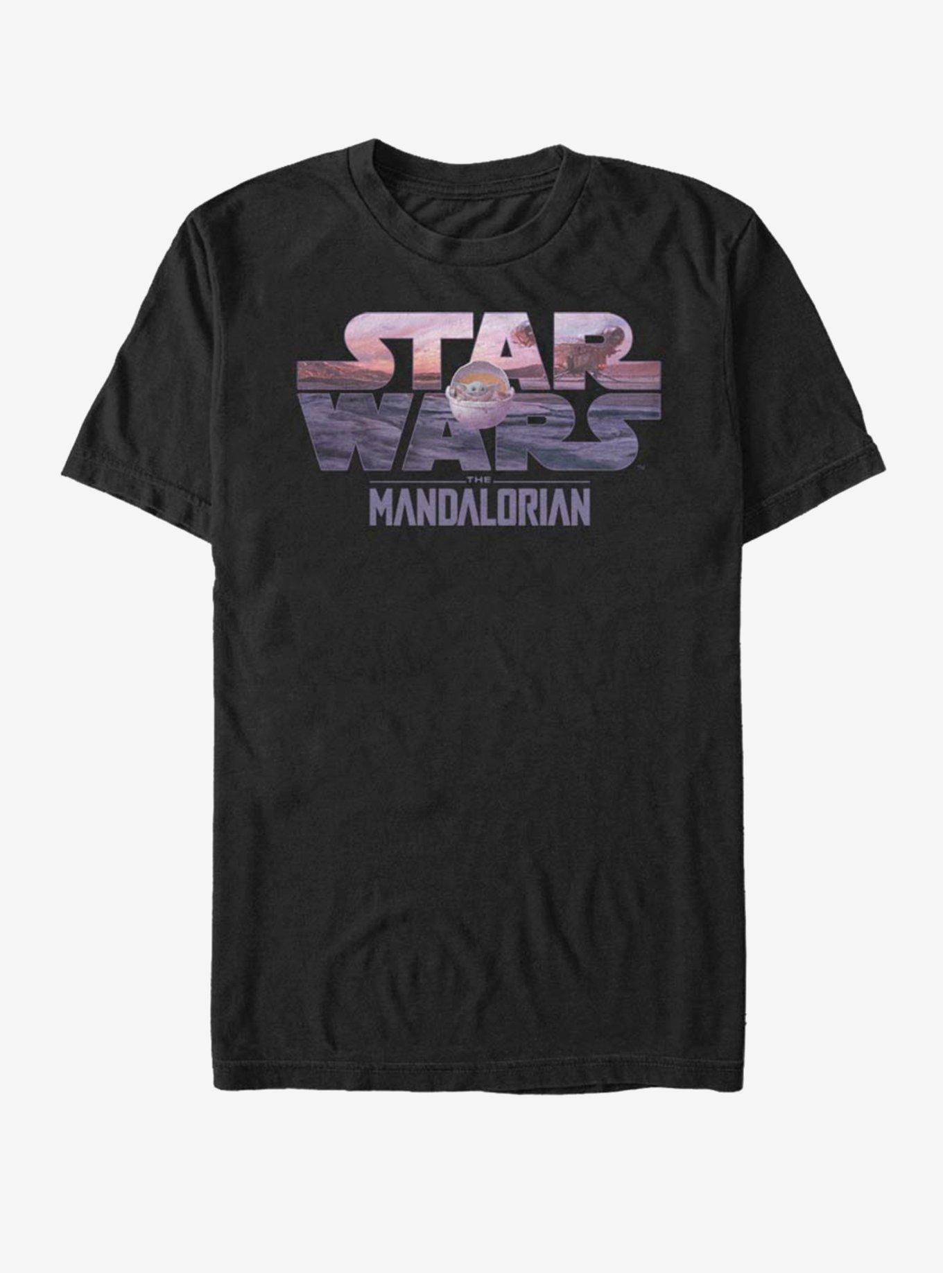 Star Wars The Mandalorian The Child Logo Fill T-Shirt, BLACK, hi-res