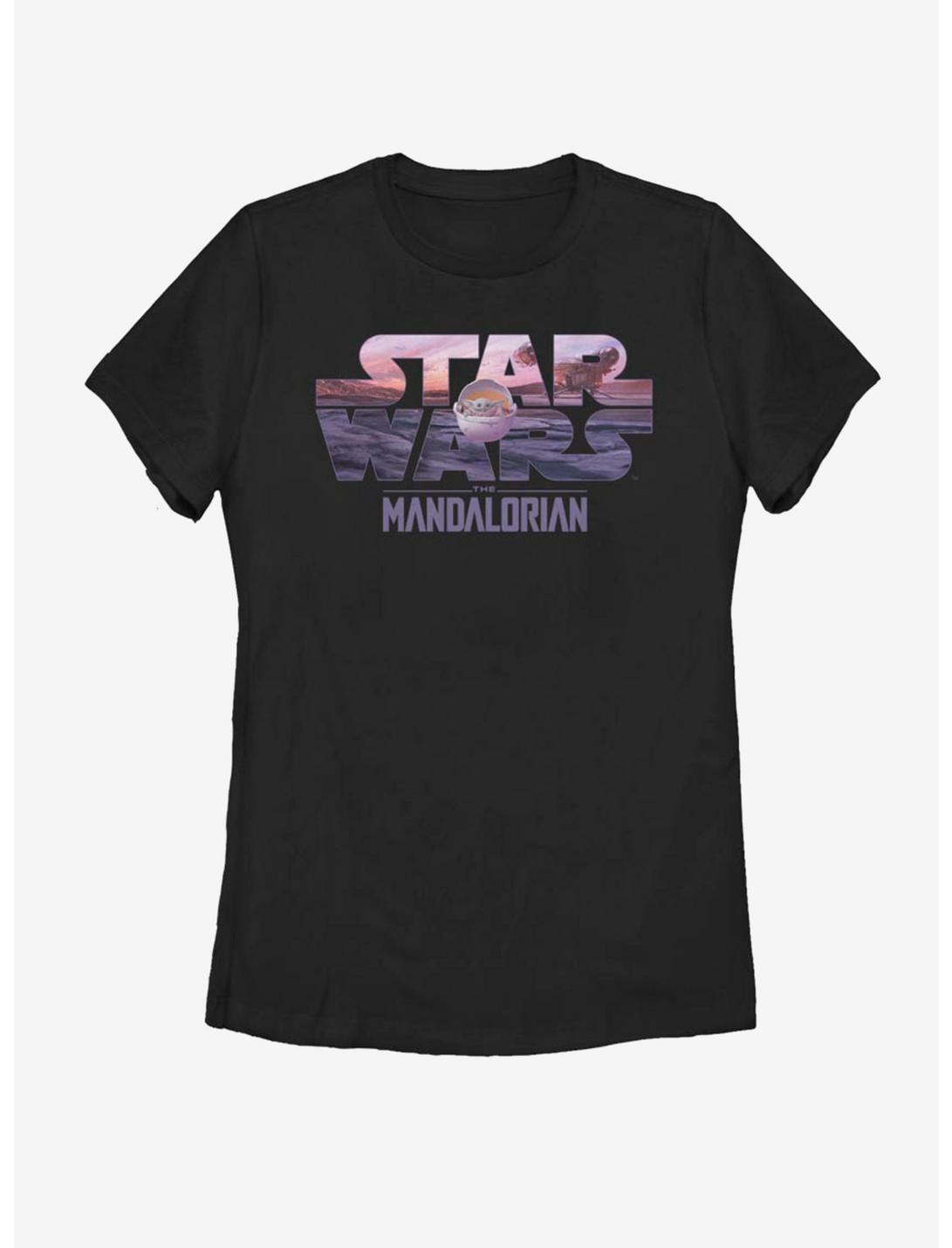 Star Wars The Mandalorian The Child Logo Fill Womens T-Shirt, BLACK, hi-res