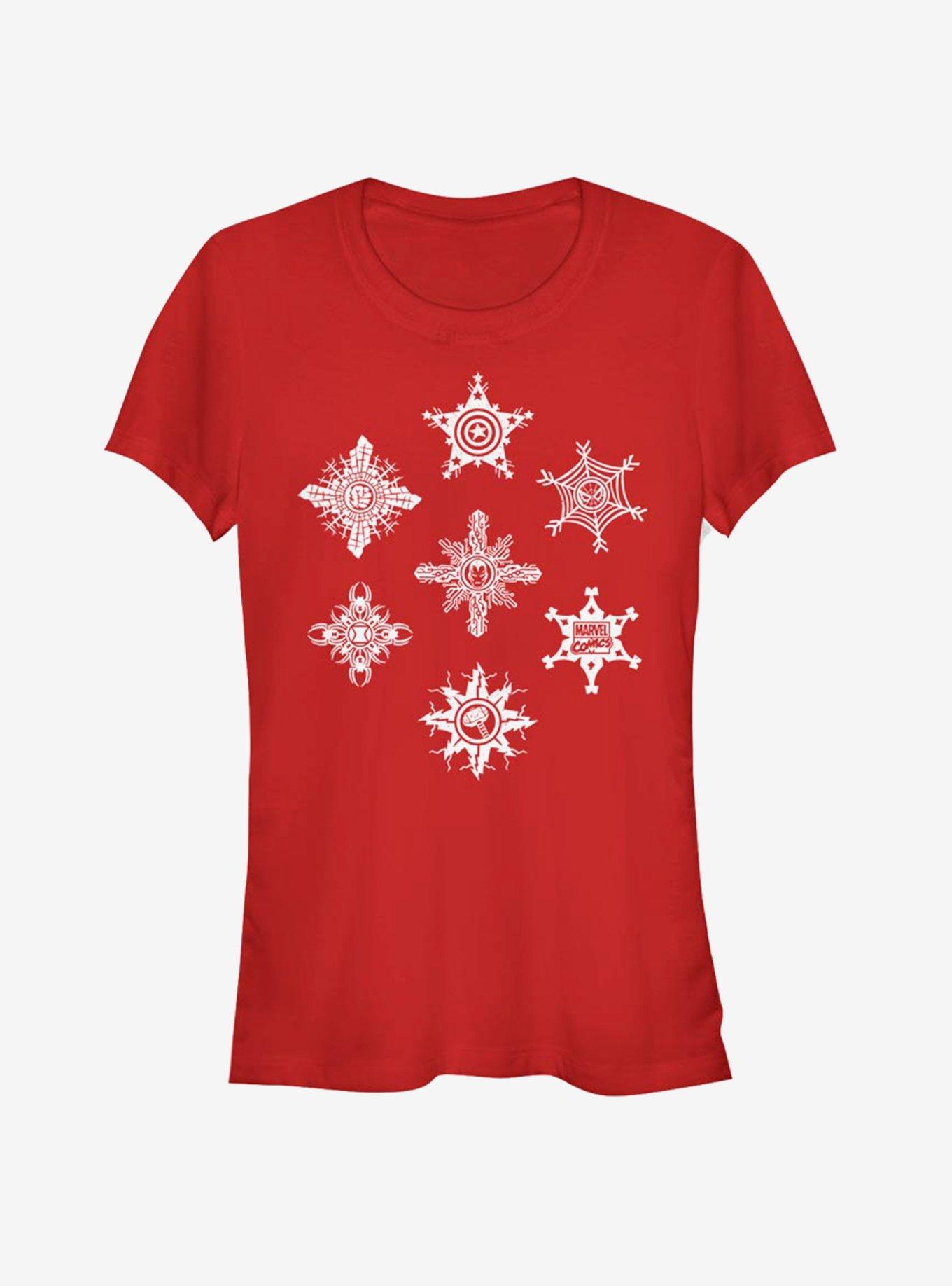 Marvel Avengers Power Snow Flakes Girls T-Shirt, RED, hi-res