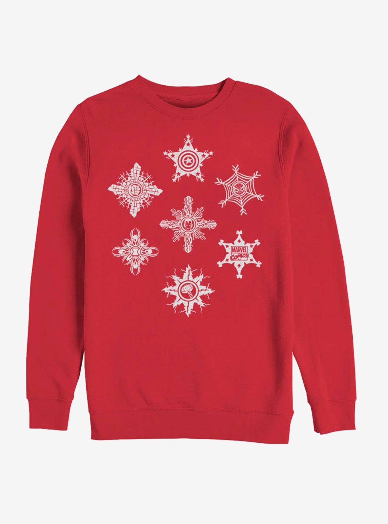 Marvel Avengers Power Snow Flakes Crew Sweatshirt, RED, hi-res