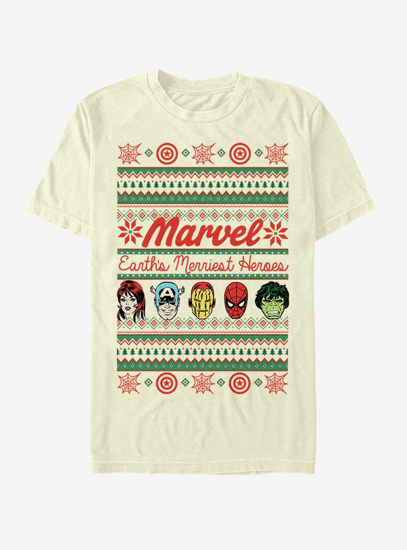 Marvel Avengers Merriest Heroes Ugly Christmas T-Shirt, NATURAL, hi-res