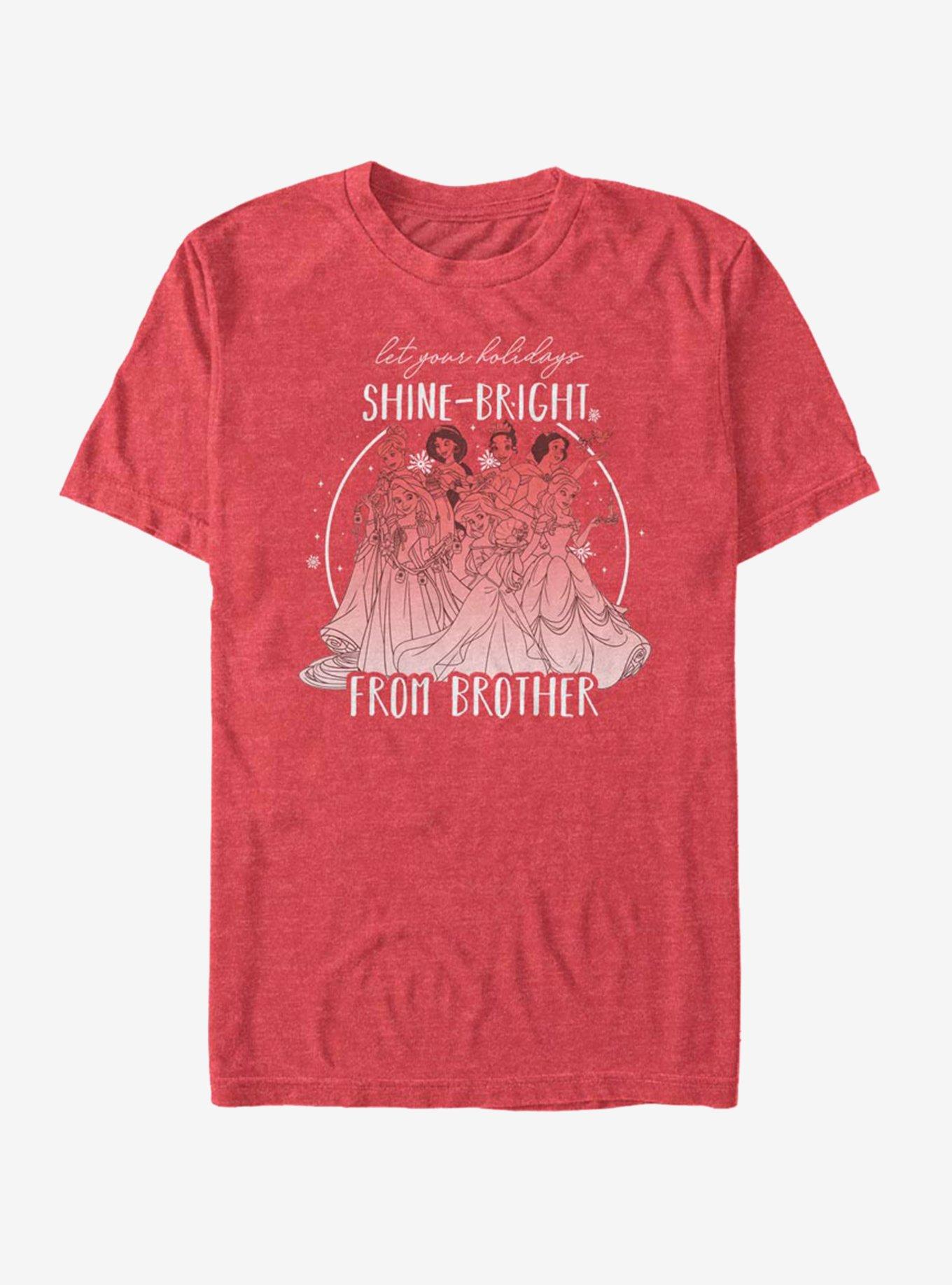 Disney Princesses Shine Bright Brother Holiday T-Shirt, RED HTR, hi-res