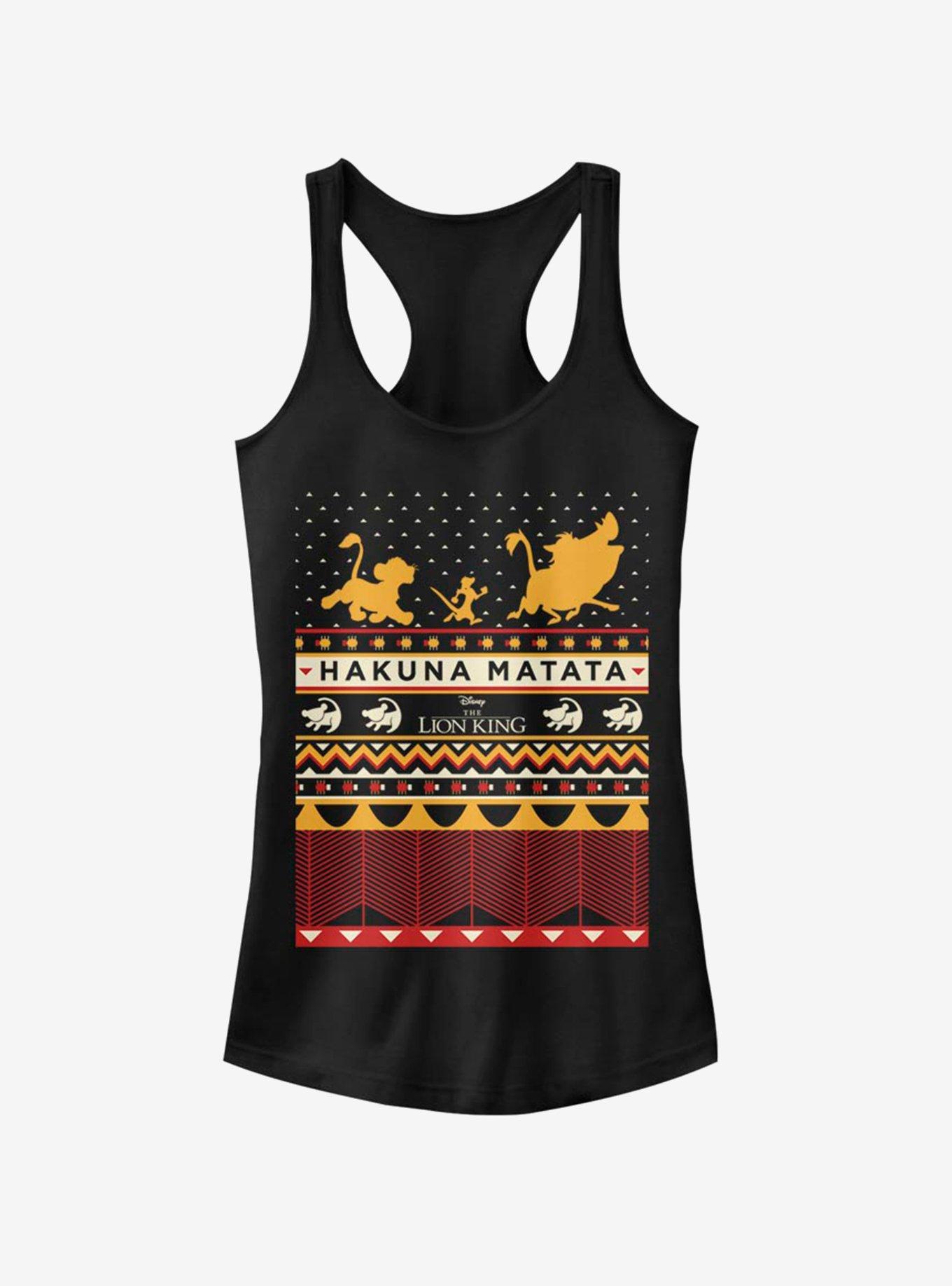 Disney Lion King Hakuna Matata Ugly Christmas Girls Tank, BLACK, hi-res