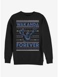 Marvel Black Panther Wakanda Forever Ugly Christmas Crew Sweater, BLACK, hi-res