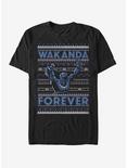Marvel Black Panther Wakanda Forever Ugly Christmas T-Shirt, BLACK, hi-res
