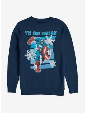 Marvel Captain America Tis The Season Snowflake Crew Sweatshirt, , hi-res