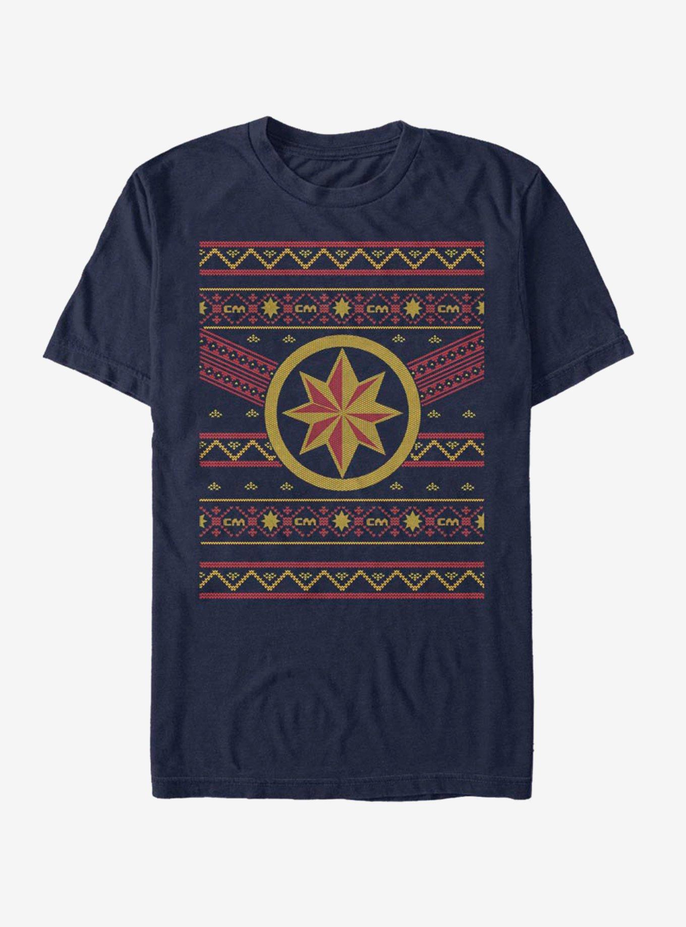 Captain Marvel Logo Ugly Christmas T-Shirt, , hi-res