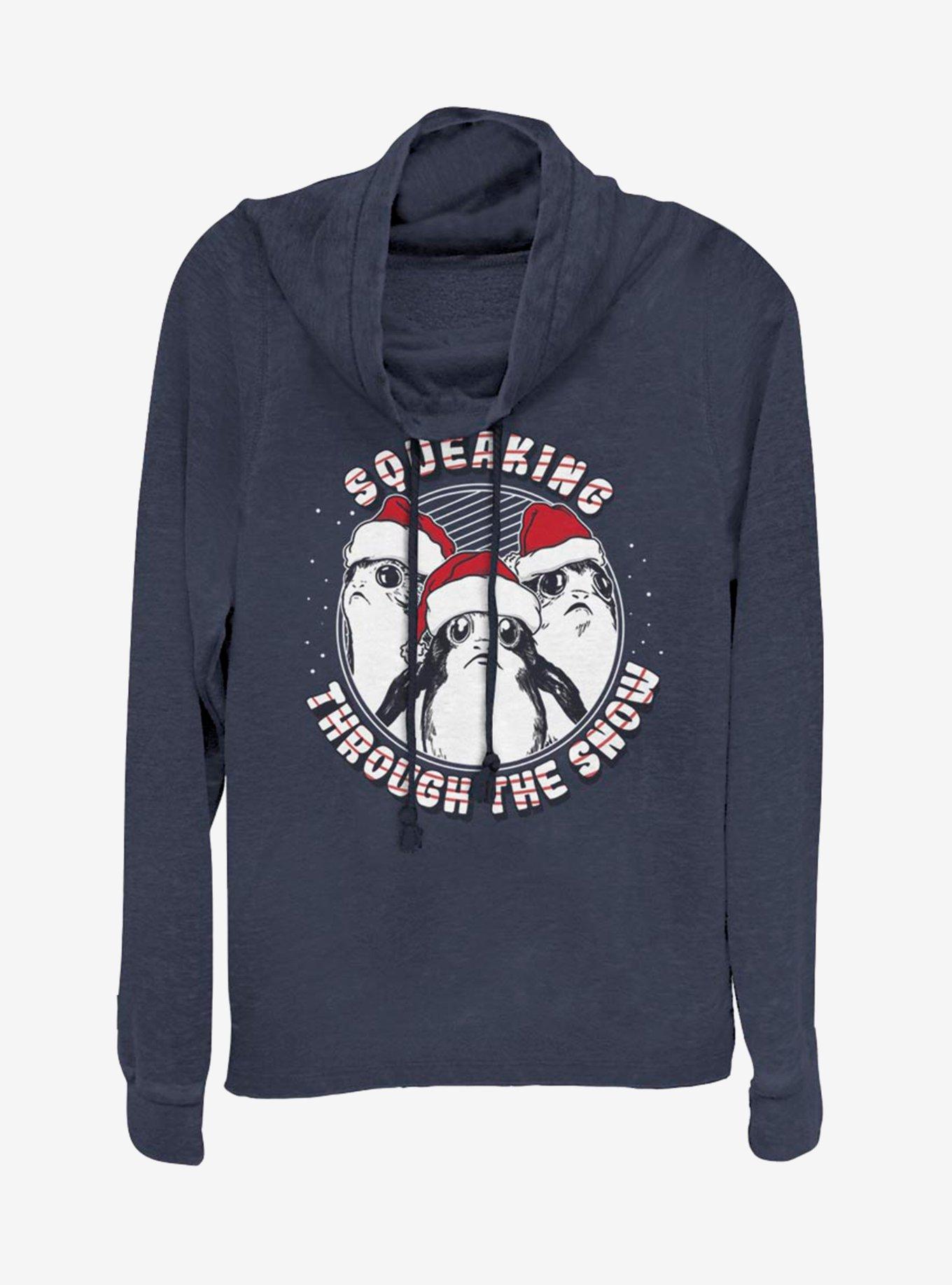 Star Wars Santa Porg Through The Snow Cowl Neck Long-Sleeve Girls Top, , hi-res
