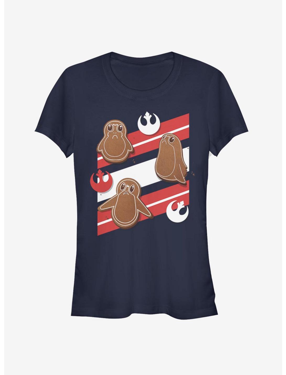 Star Wars Ginger Porg Christmas Cookie Girls T-Shirt, NAVY, hi-res
