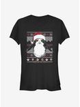 Star Wars Santa Porg Ugly Christmas Girls T-Shirt, BLACK, hi-res