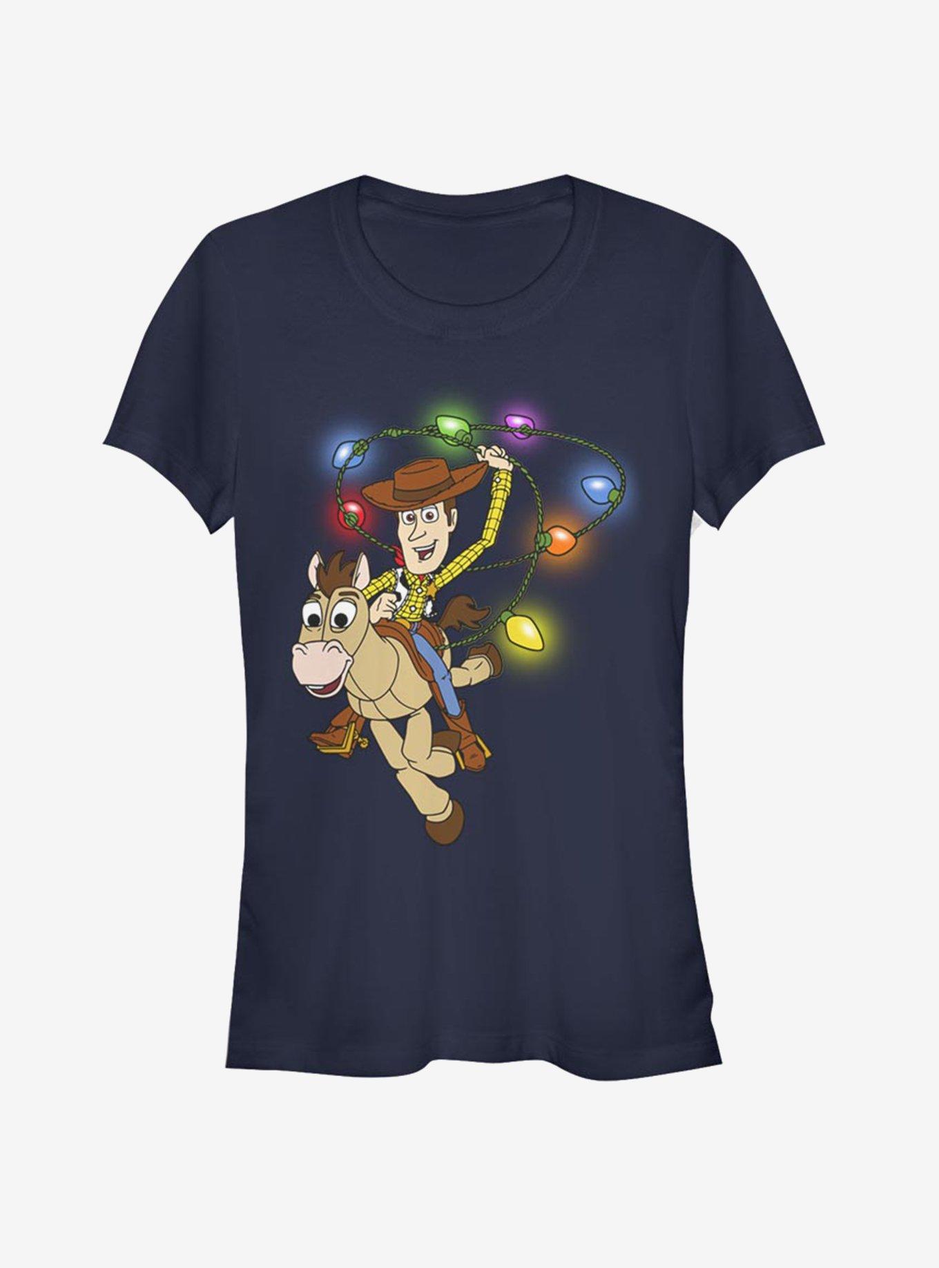 Disney Toy Story Woody Christmas Light Lasso Girls T-Shirt, NAVY, hi-res