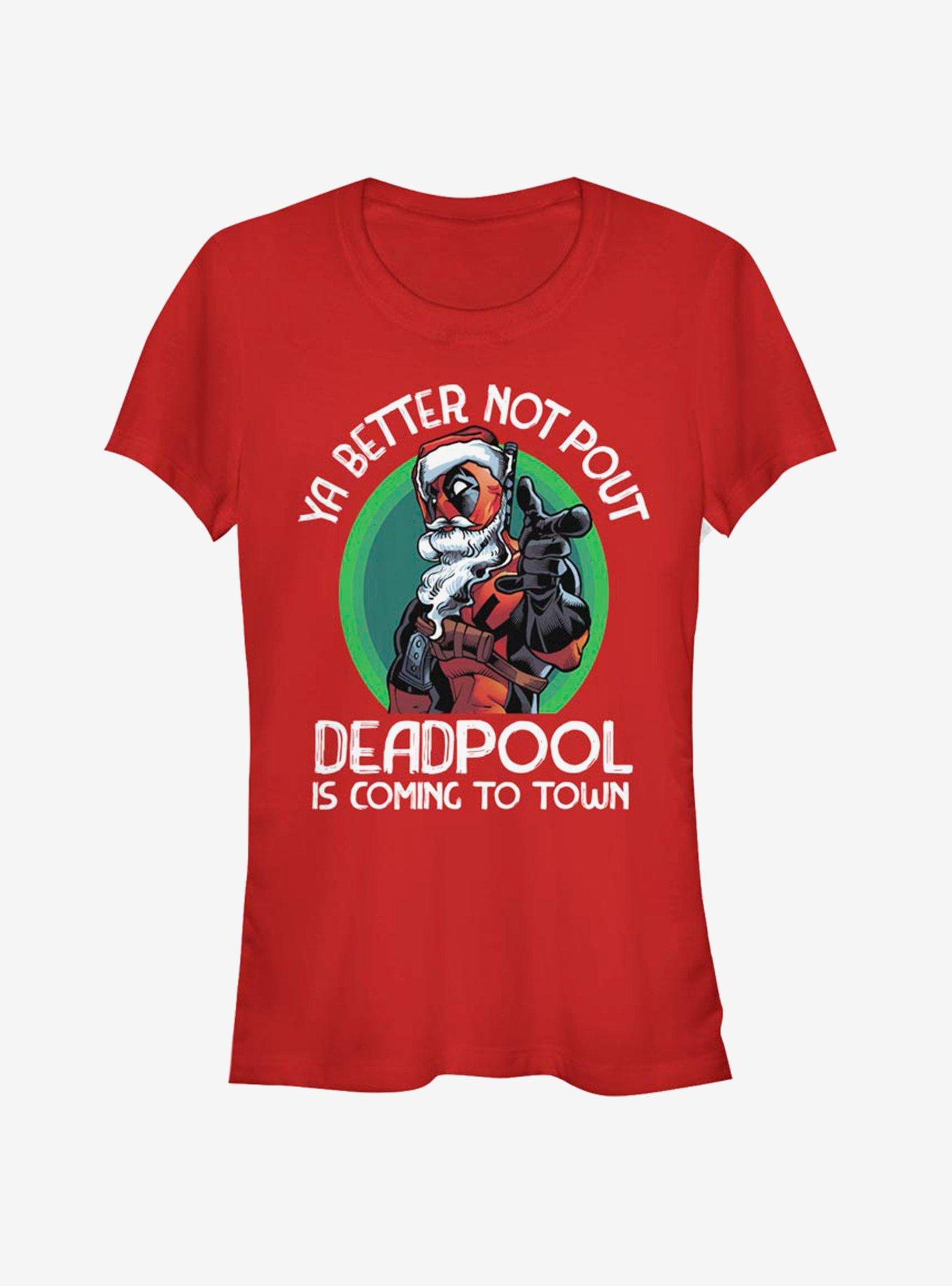 Marvel Deadpool Coming To Town Christmas Girls T-Shirt, RED, hi-res