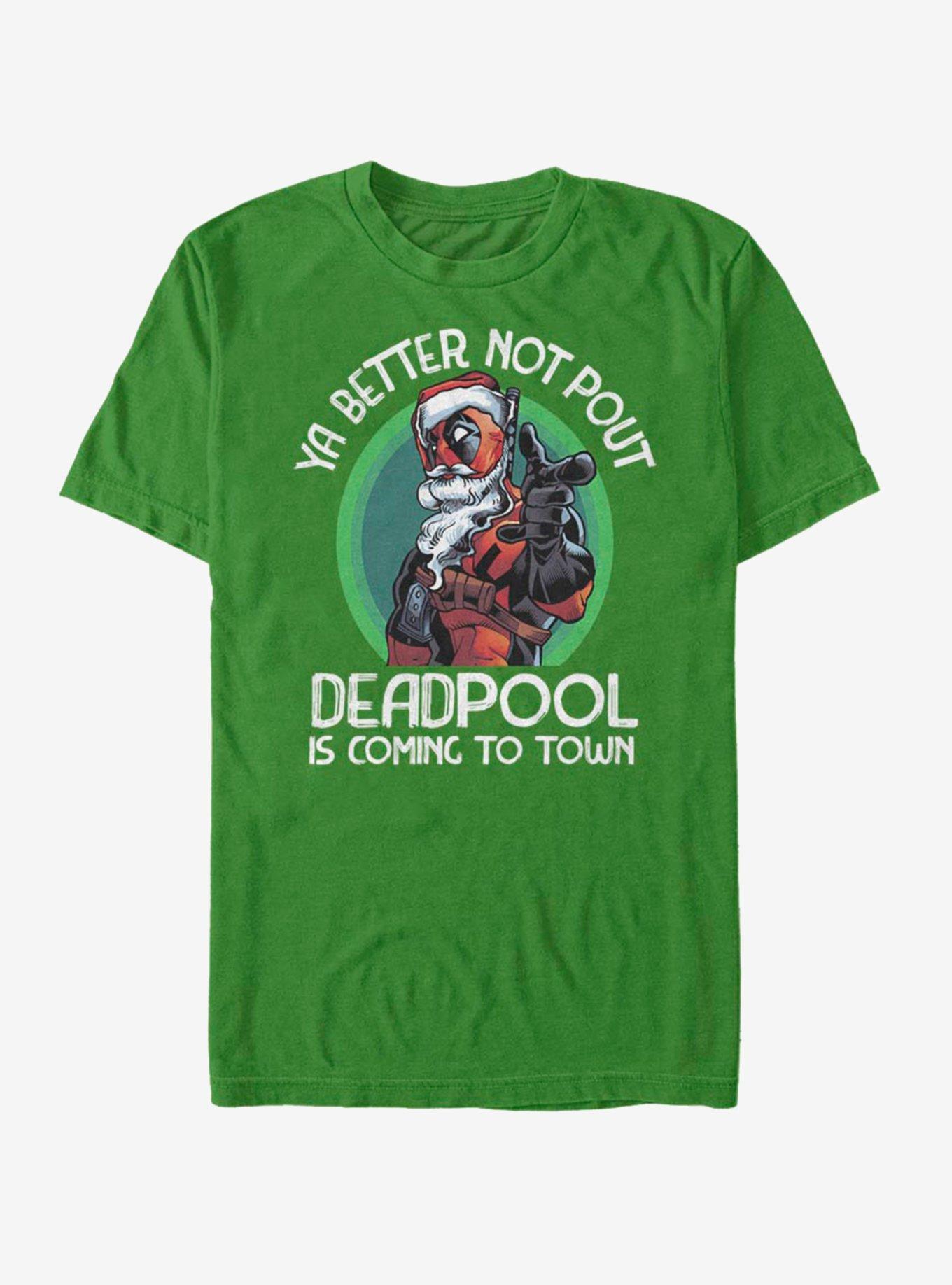 Marvel Deadpool Coming To Town Christmas T-Shirt, KELLY, hi-res