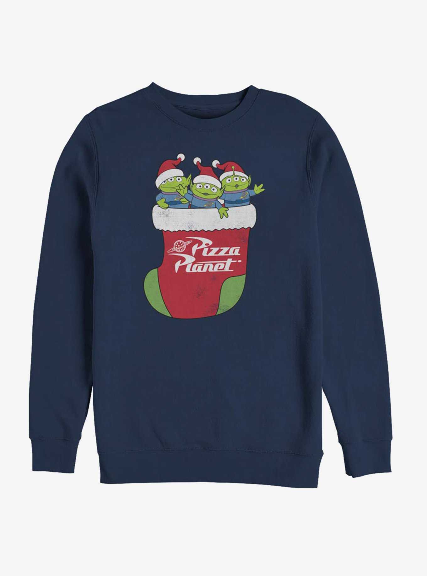 Disney Toy Story Pizza Planet Alien Christmas Stocking Crew Sweatshirt, , hi-res