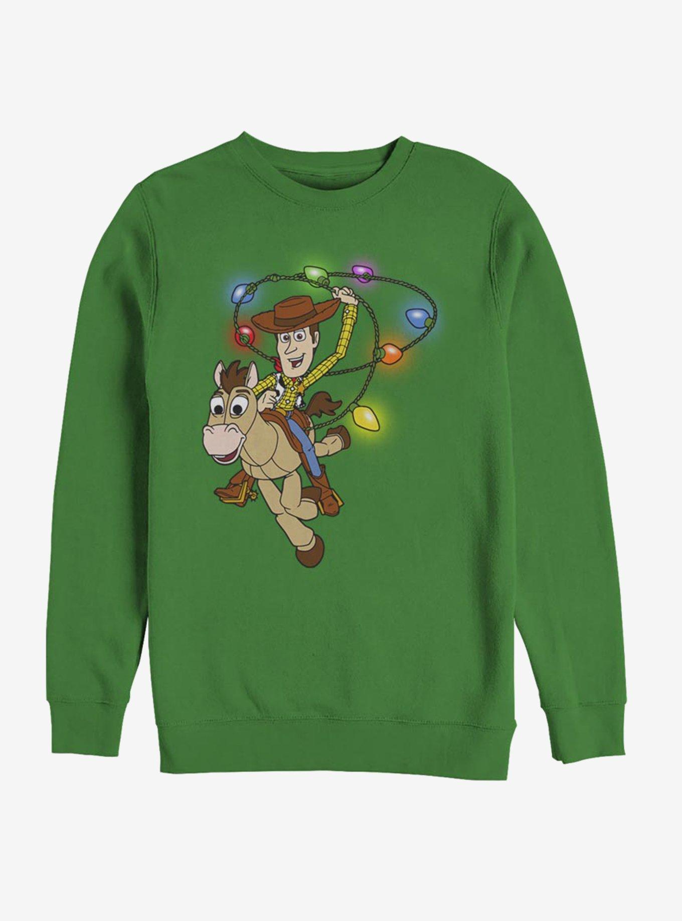 Disney Toy Story Woody Christmas Light Lasso Crew Sweatshirt, KELLY, hi-res