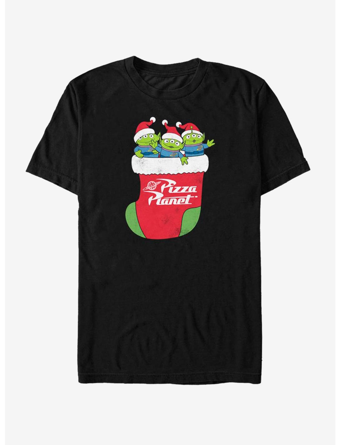 Disney Toy Story Pizza Planet Alien Christmas Stocking T-Shirt, BLACK, hi-res