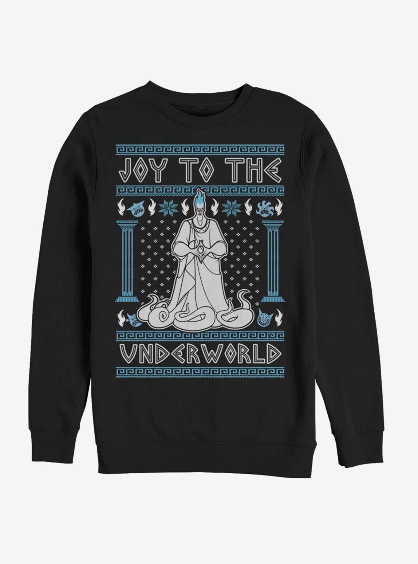 Disney Hercules Hades Joy To The Underworld Ugly Christmas Crew Sweatshirt, BLACK, hi-res