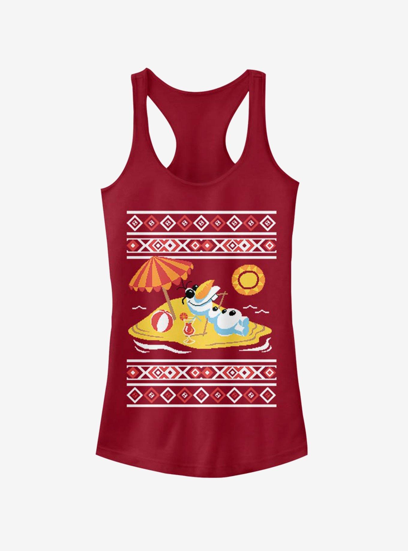 Disney Frozen Olaf Christmas Sweater Girls Tank, SCARLET, hi-res