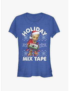 Marvel Guardians Of The Galaxy Groot Holiday Mix Tape Girls T-Shirt, ROYAL, hi-res