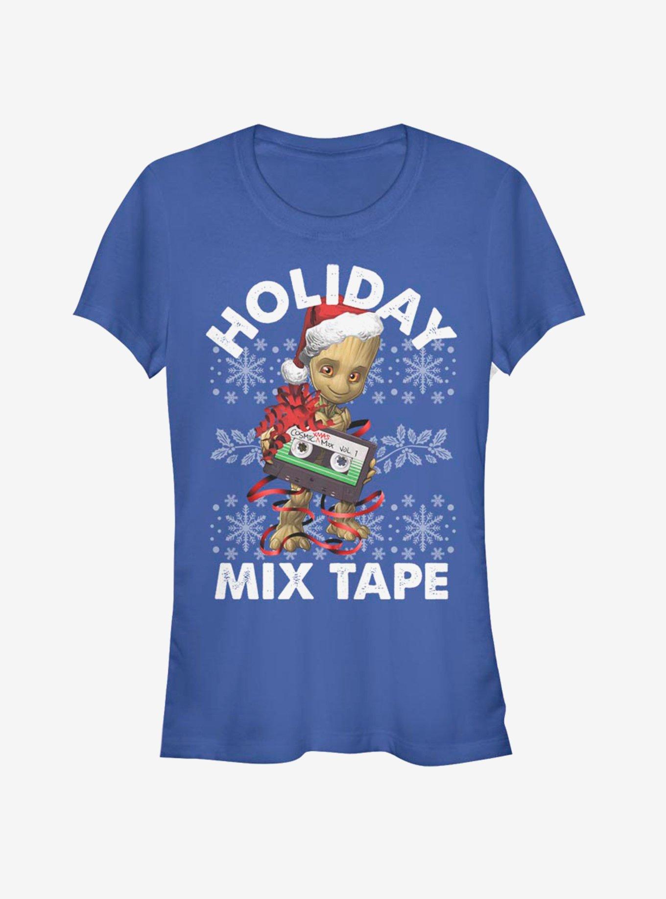 Marvel Guardians Of The Galaxy Groot Holiday Mix Tape Girls T-Shirt, ROYAL, hi-res