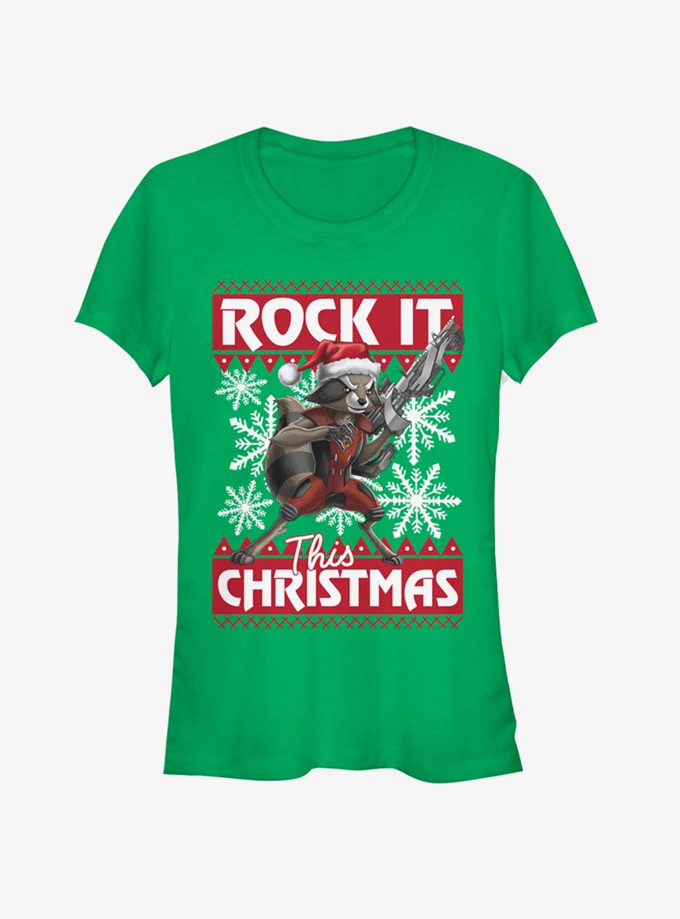 Marvel Guardians Of The Galaxy Rocket Christmas Girls T-Shirt, KELLY, hi-res