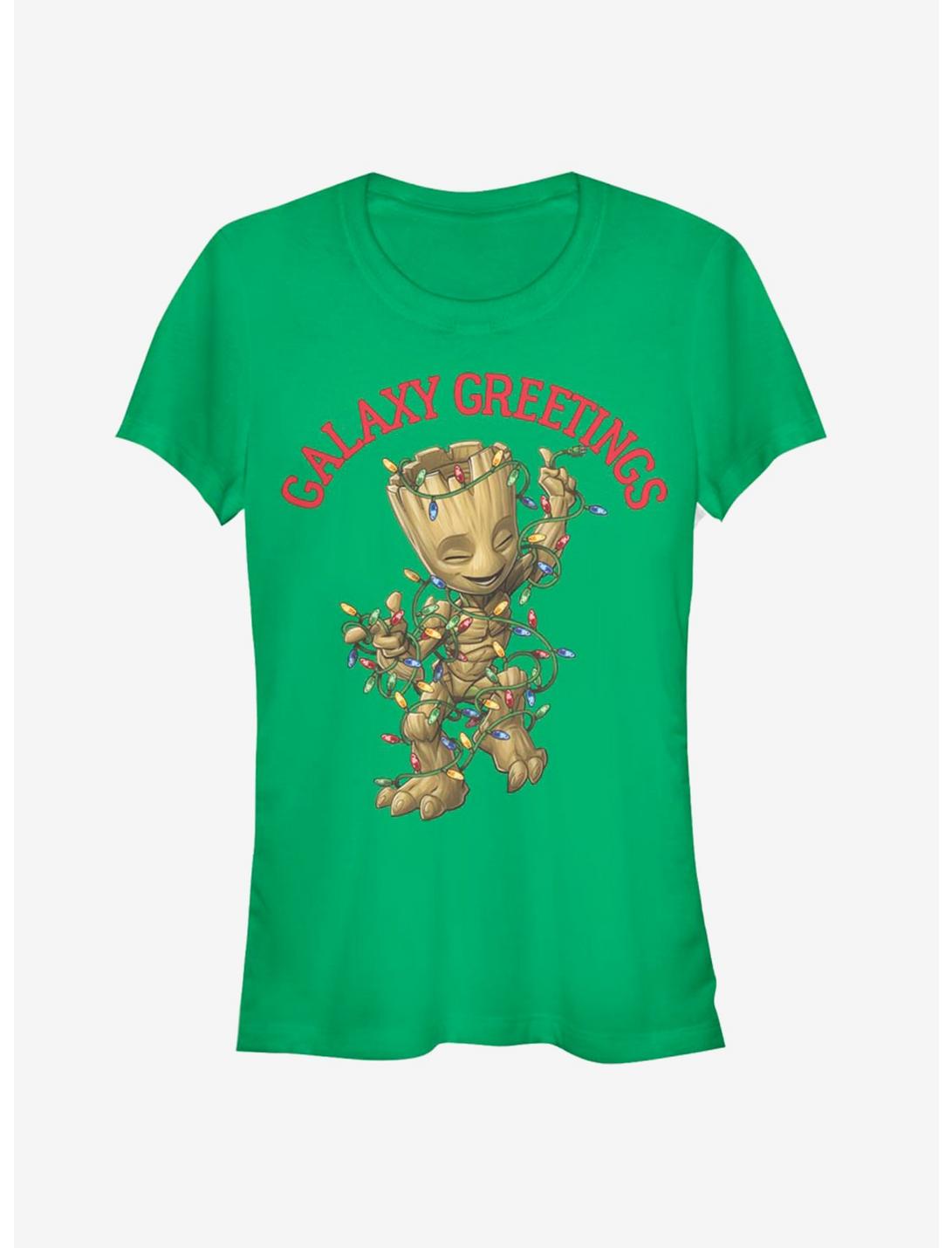 Marvel Guardians of the Galaxy Greetings Baby Groot Holiday Girls T-Shirt, KELLY, hi-res