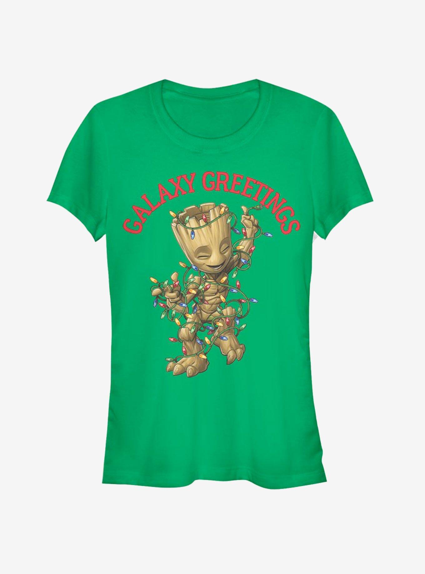 Marvel Guardians of the Galaxy Greetings Baby Groot Holiday Girls T-Shirt, KELLY, hi-res