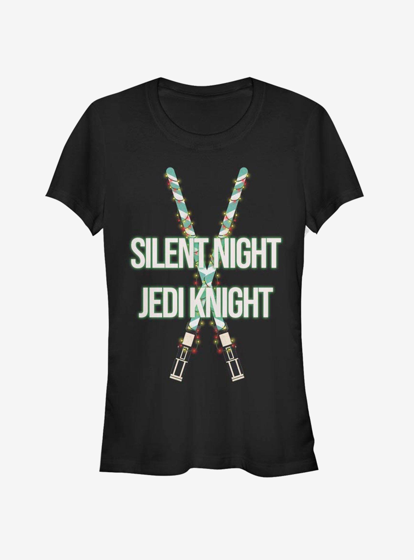 Star Wars Silent Night Jedi Knight Lightsaber Girls T Shirt Black Hot Topic 4538