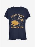 Star Wars Gingerbread Falcon Merry Force Be With You Girls T-Shirt, NAVY, hi-res