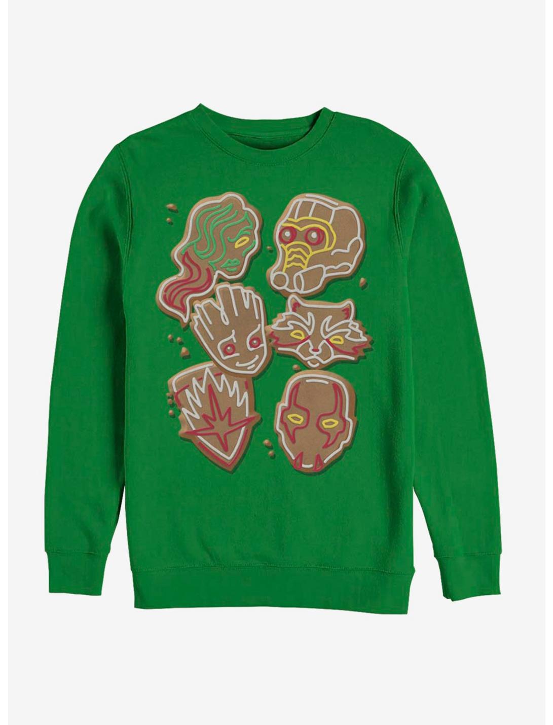 Marvel Guardians Of The Galaxy Christmas Cookies Crew Sweatshirt, KELLY, hi-res