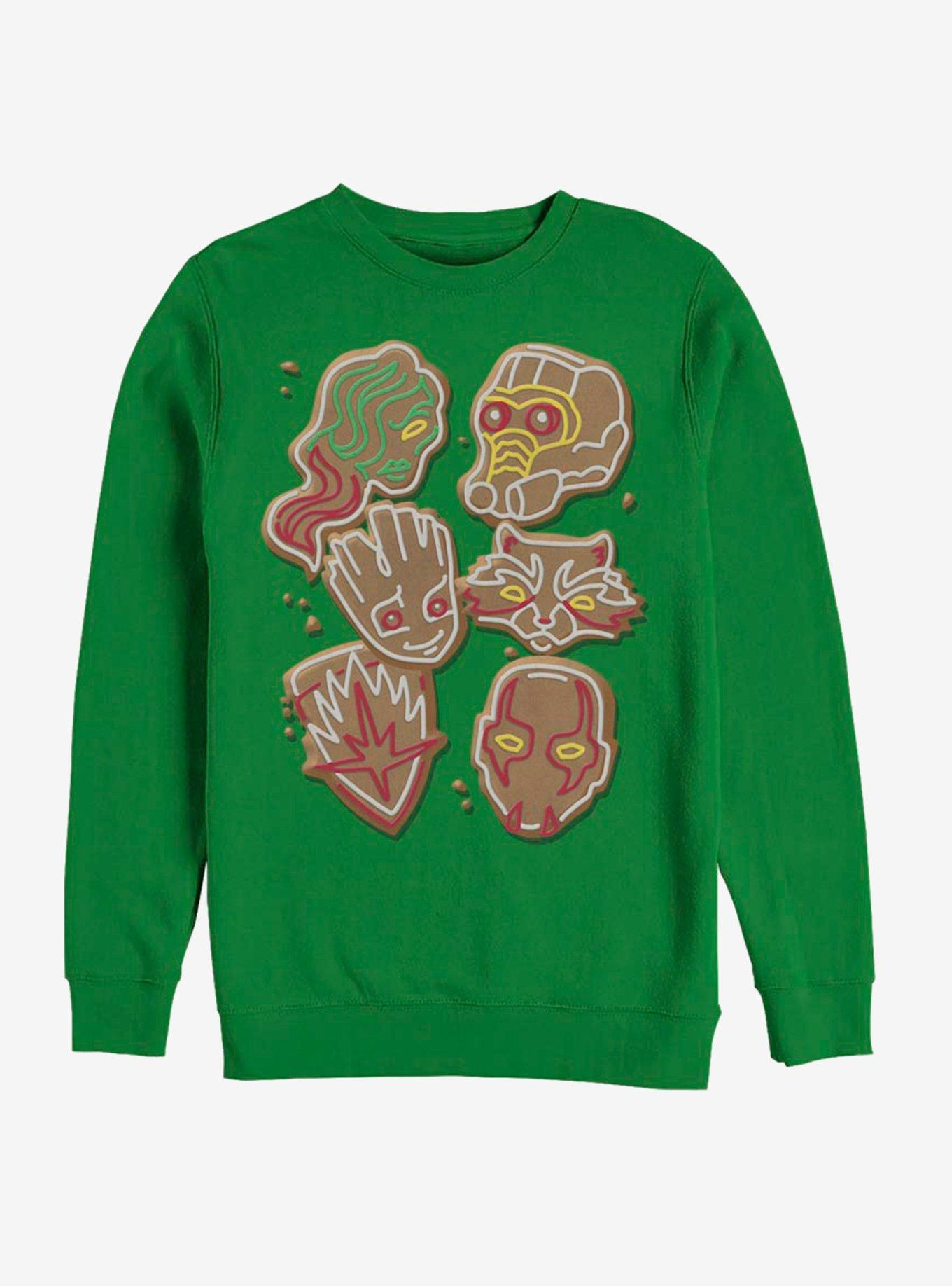 Marvel Guardians Of The Galaxy Christmas Cookies Crew Sweatshirt, KELLY, hi-res