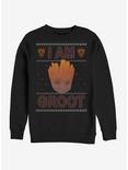 Marvel Guardians of The Galaxy I Am Groot Ugly Christmas Crew Sweatshirt, BLACK, hi-res