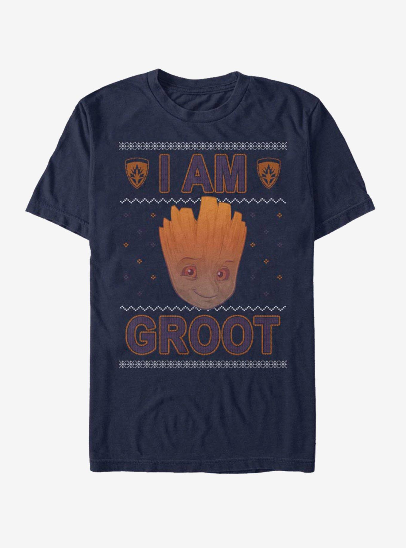 Marvel Guardians of The Galaxy I Am Groot Ugly Christmas T-Shirt, NAVY, hi-res