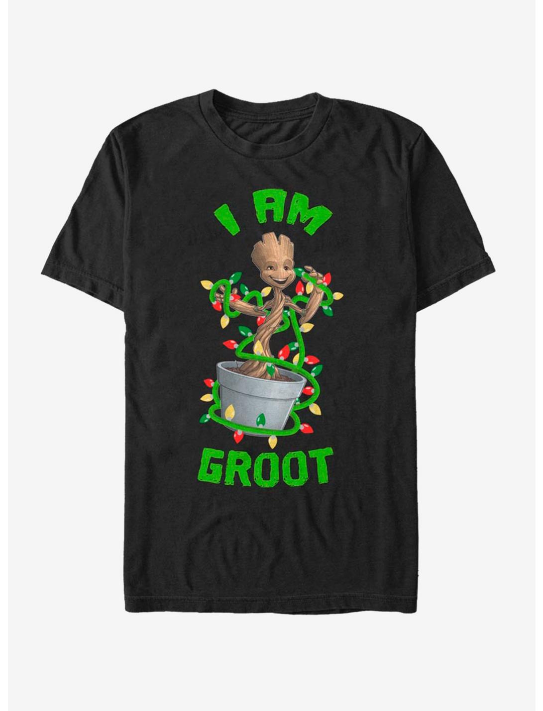 Marvel Guardians Of The Galaxy I Am Groot Christmas Tree T-Shirt, BLACK, hi-res