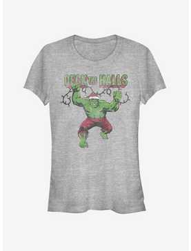 Marvel Hulk Deck The Halls Santa Christmas Lights Girls T-Shirt, , hi-res