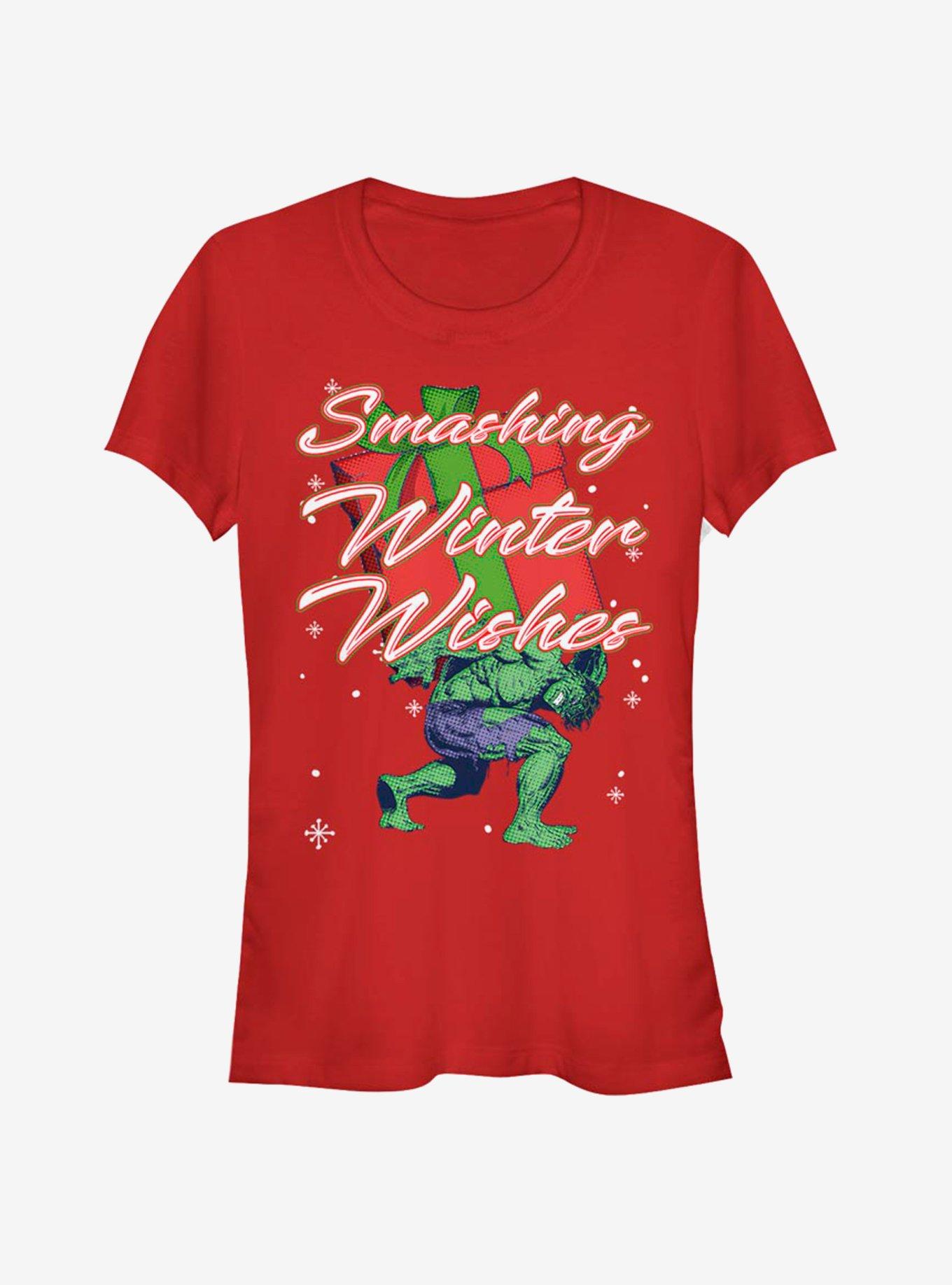 Marvel Hulk Smash Winter Girls T-Shirt, RED, hi-res