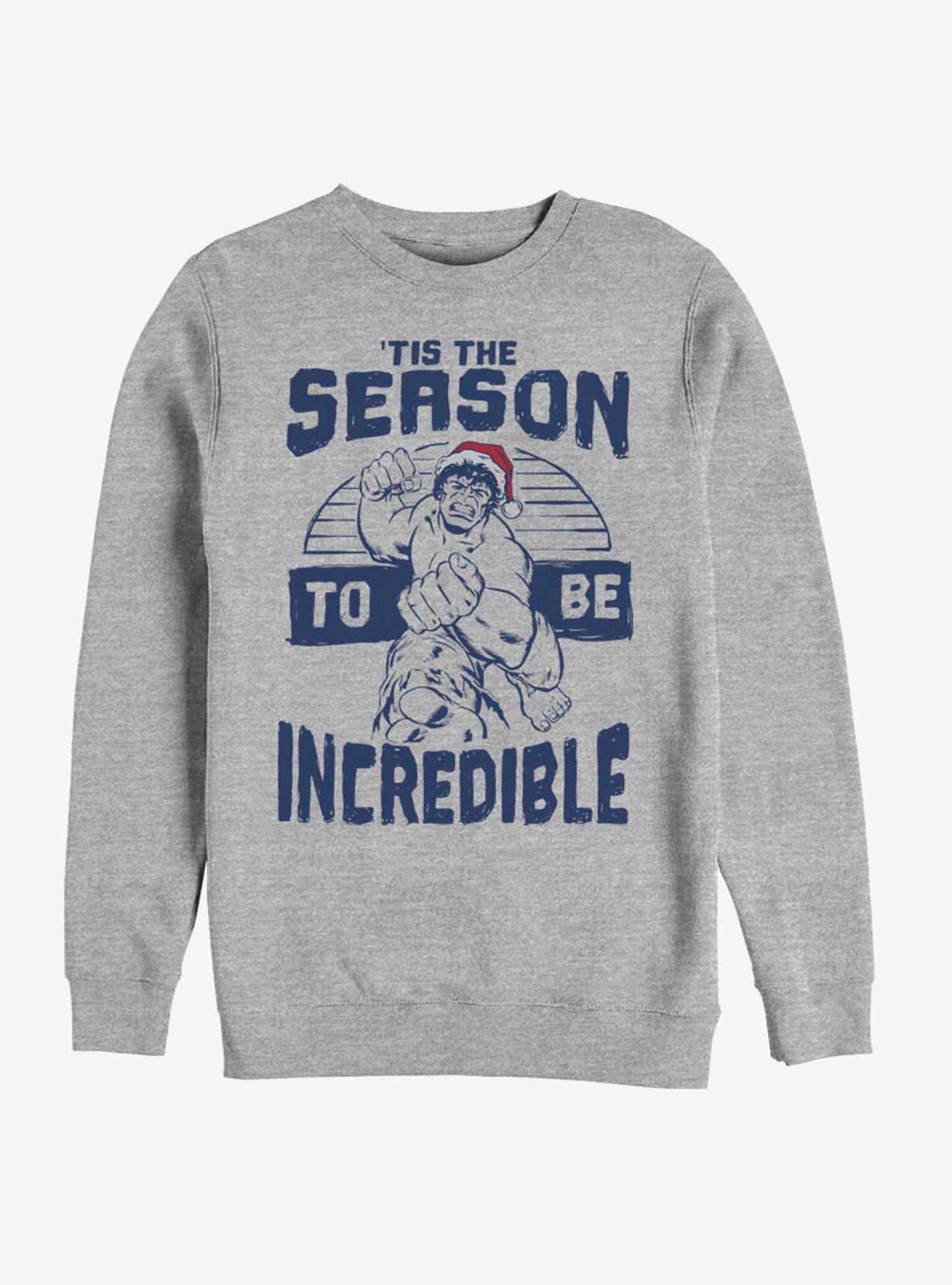 Marvel Hulk Incredible Season Holiday Crew Sweatshirt, ATH HTR, hi-res