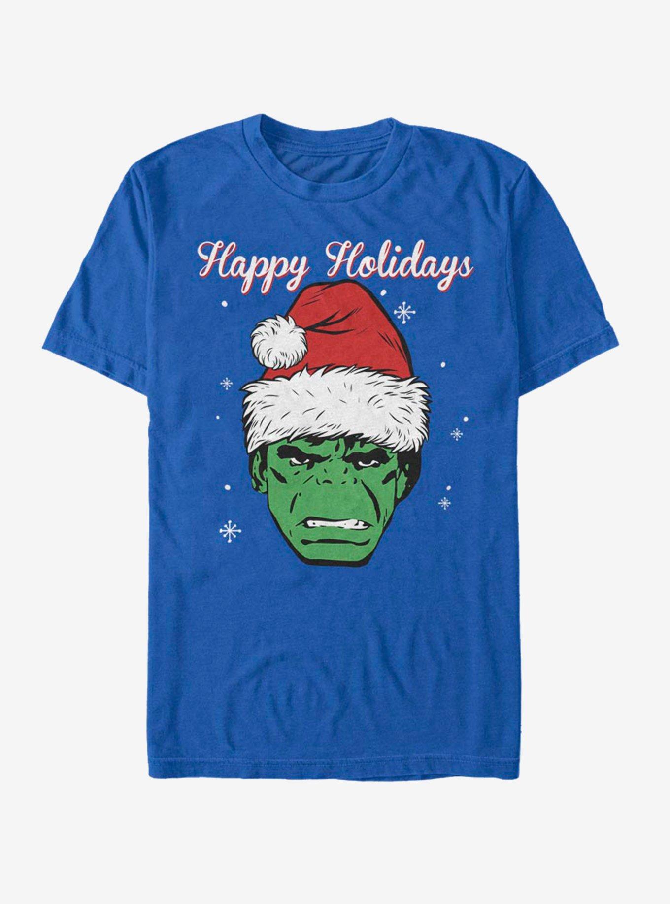 Marvel Hulk Santa Happy Holidays T-Shirt, ROYAL, hi-res