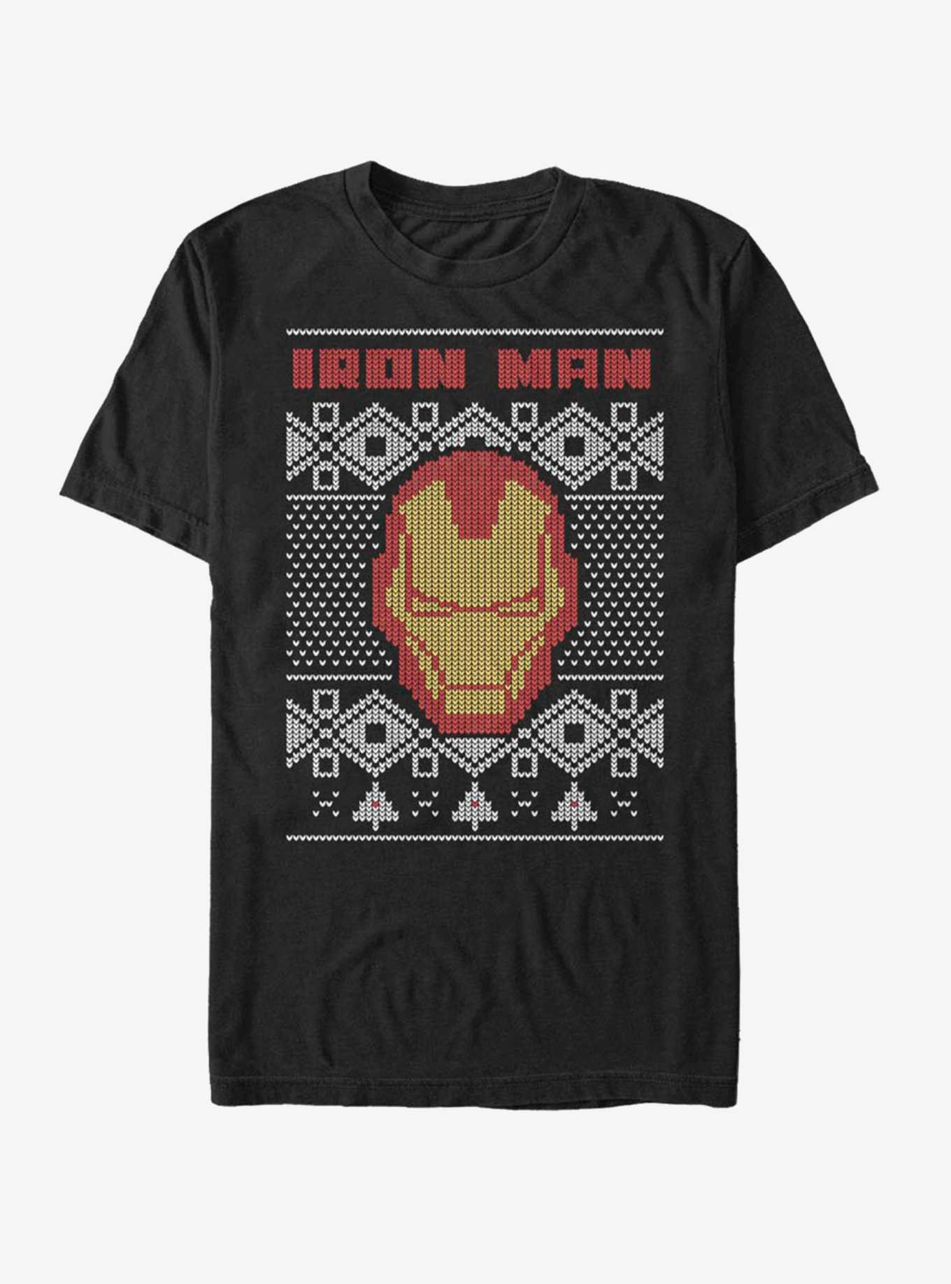 Marvel Iron Man Mask Ugly Christmas T-Shirt, , hi-res