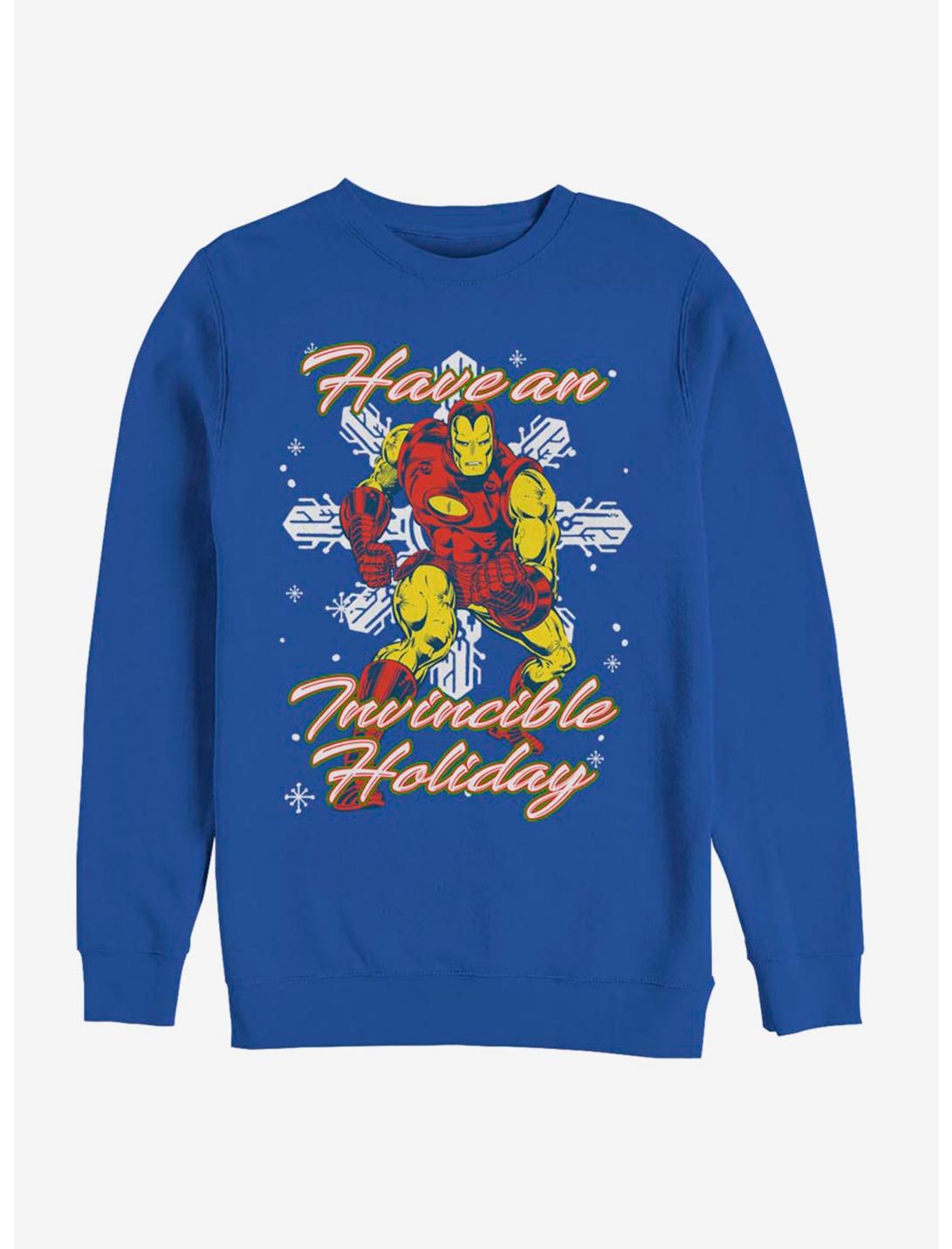 Marvel Silver Age Iron Man Incredible Holiday Crew Sweatshirt, ROYAL, hi-res