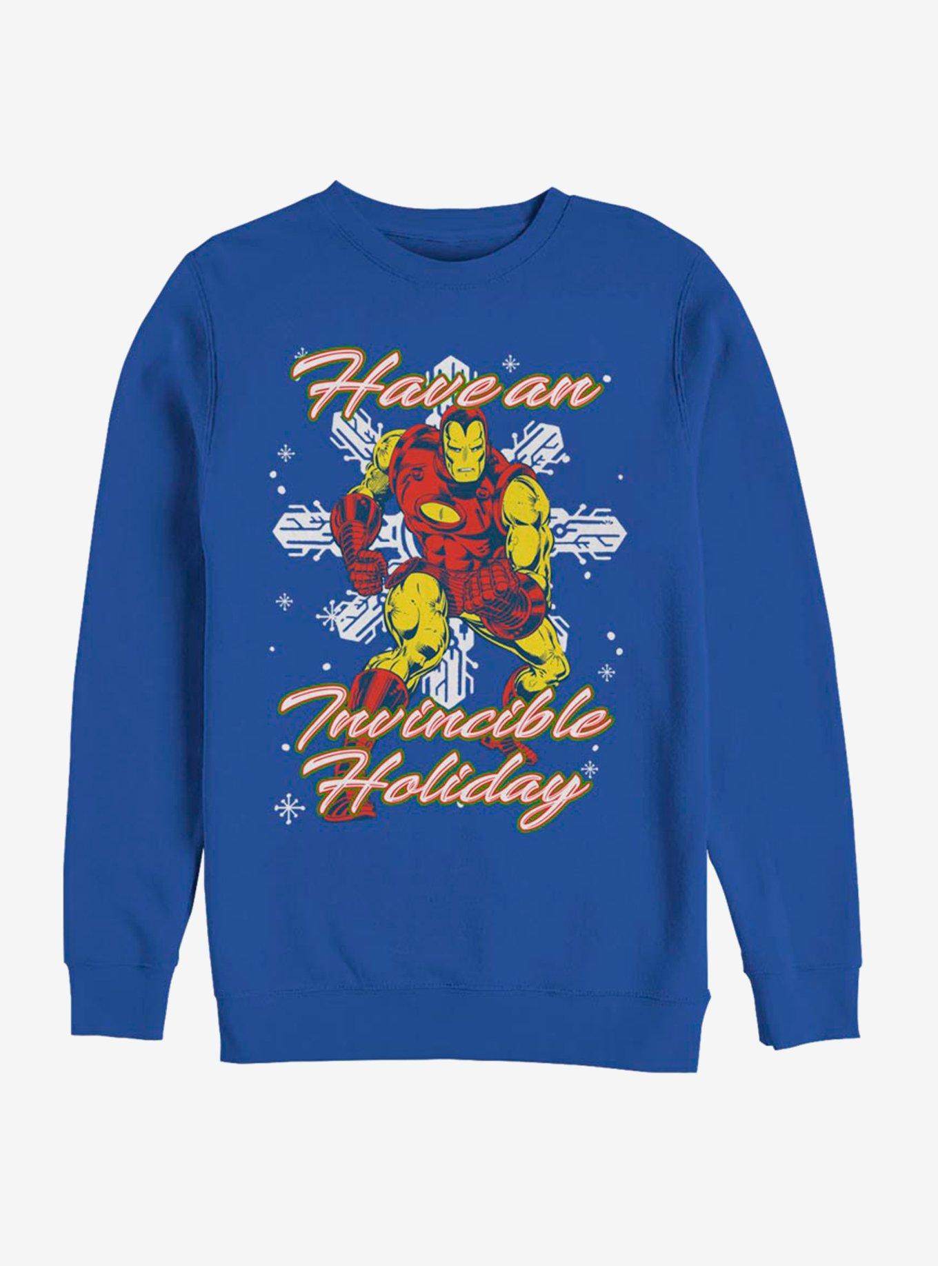 Marvel Silver Age Iron Man Incredible Holiday Crew Sweatshirt, ROYAL, hi-res