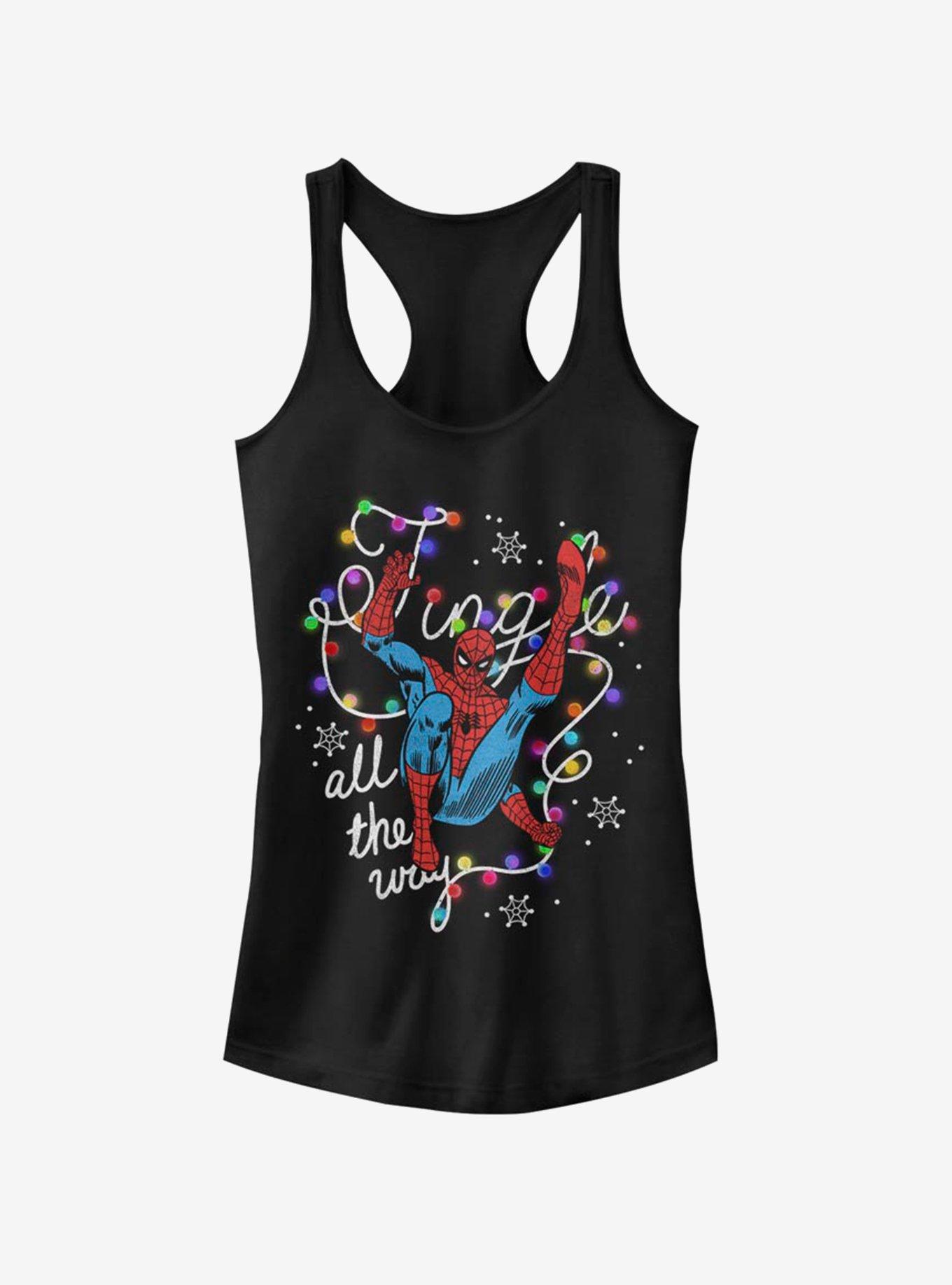 Marvel Spider-Man JingleChristmas Lights Girls Tank, BLACK, hi-res