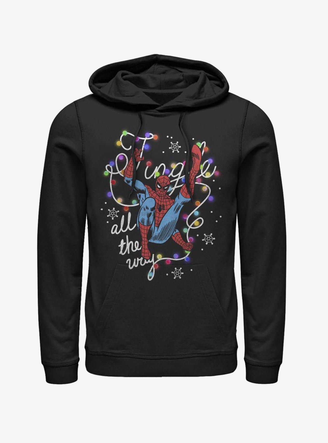 Marvel Spider-Man Jingle All The Way Christmas Lights Hoodie, BLACK, hi-res