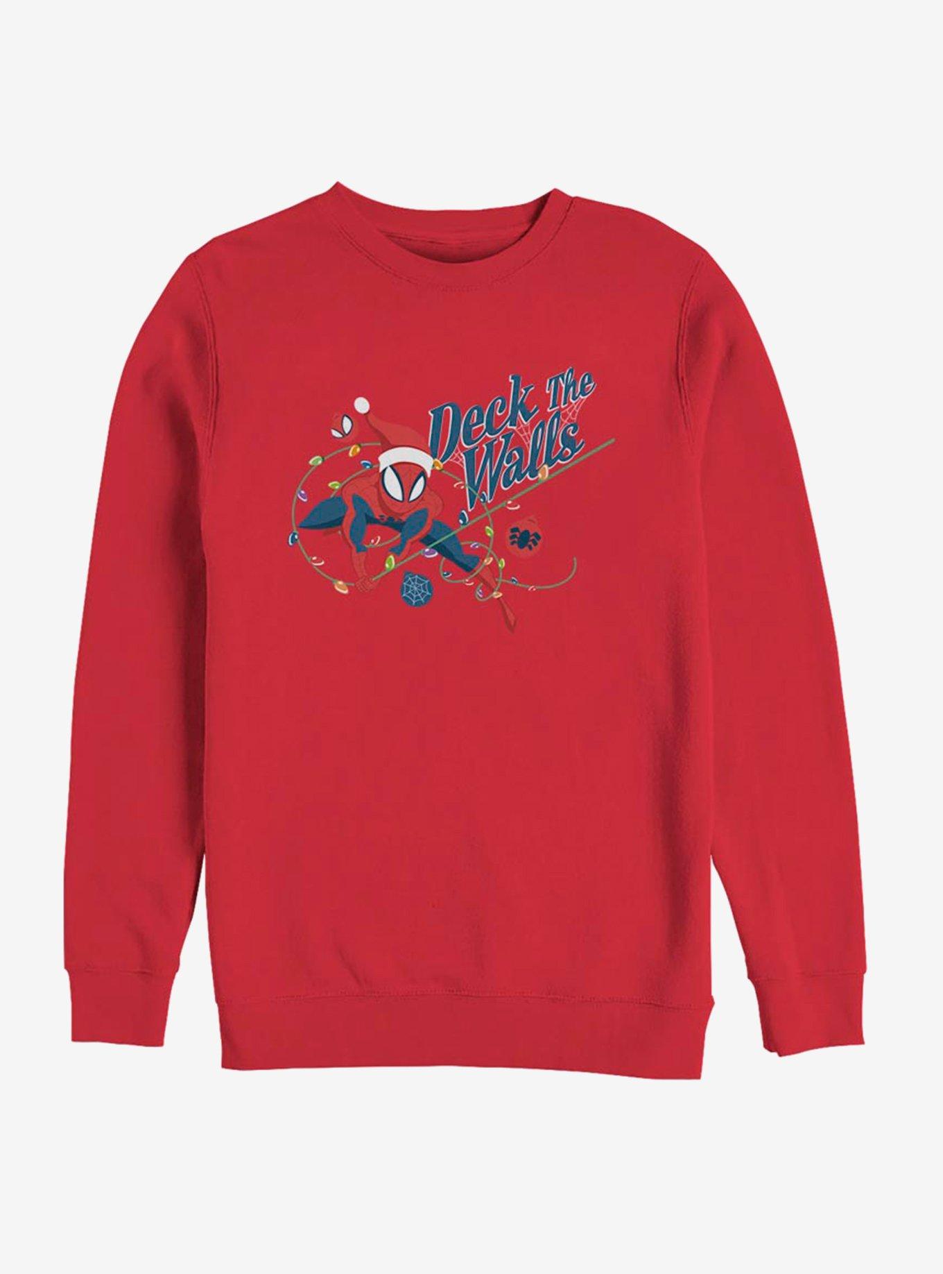 Marvel Spider-Man Deck The Walls Christmas Crew Sweatshirt, RED, hi-res