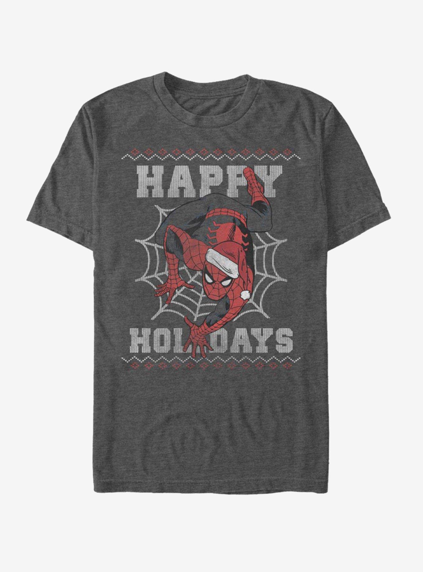 Marvel Spider-Man Happy Holidays Santa Hat T-Shirt, , hi-res